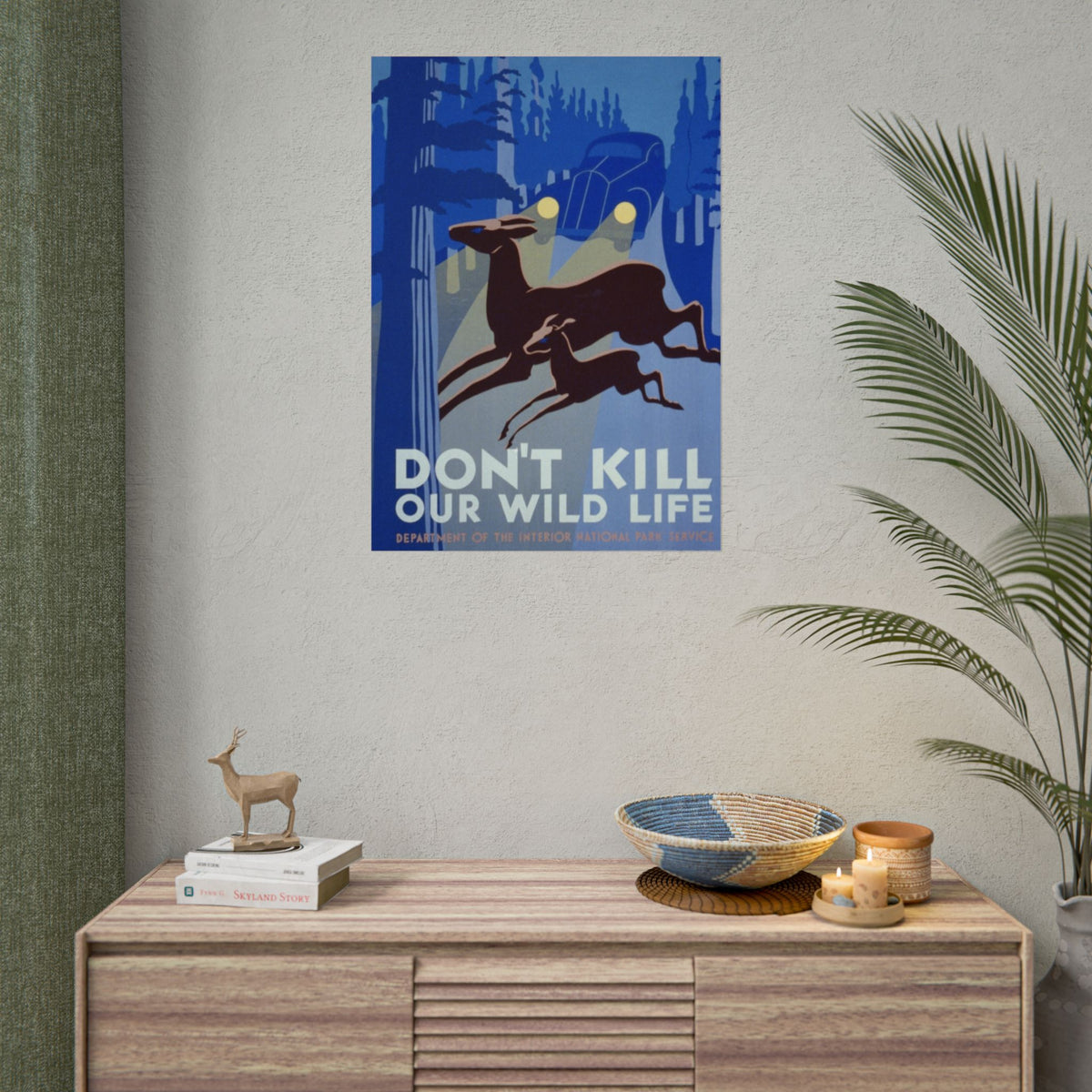 Vintage Wildlife Safety Poster — "Don't Kill Our Wild Life" Rolled Art Print