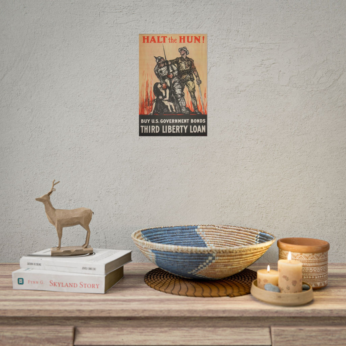 Rolled Poster — Vintage "Halt the Hun!" World War I Propaganda Print (Third Liberty Loan)