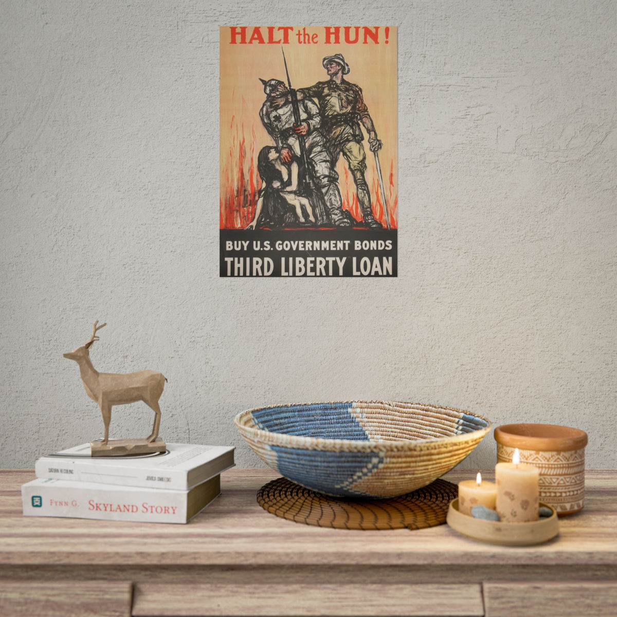 Rolled Poster — Vintage "Halt the Hun!" World War I Propaganda Print (Third Liberty Loan)