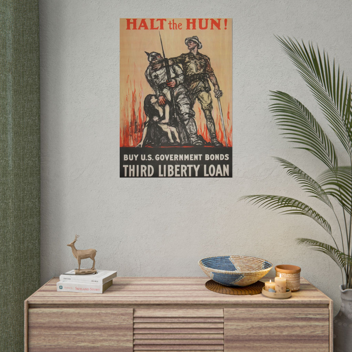 Rolled Poster — Vintage "Halt the Hun!" World War I Propaganda Print (Third Liberty Loan)