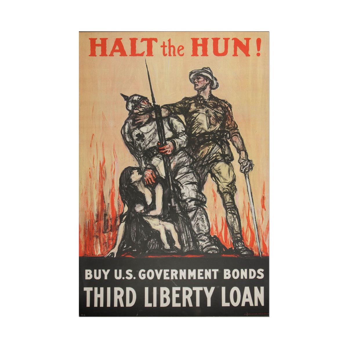 Rolled Poster — Vintage "Halt the Hun!" World War I Propaganda Print (Third Liberty Loan)
