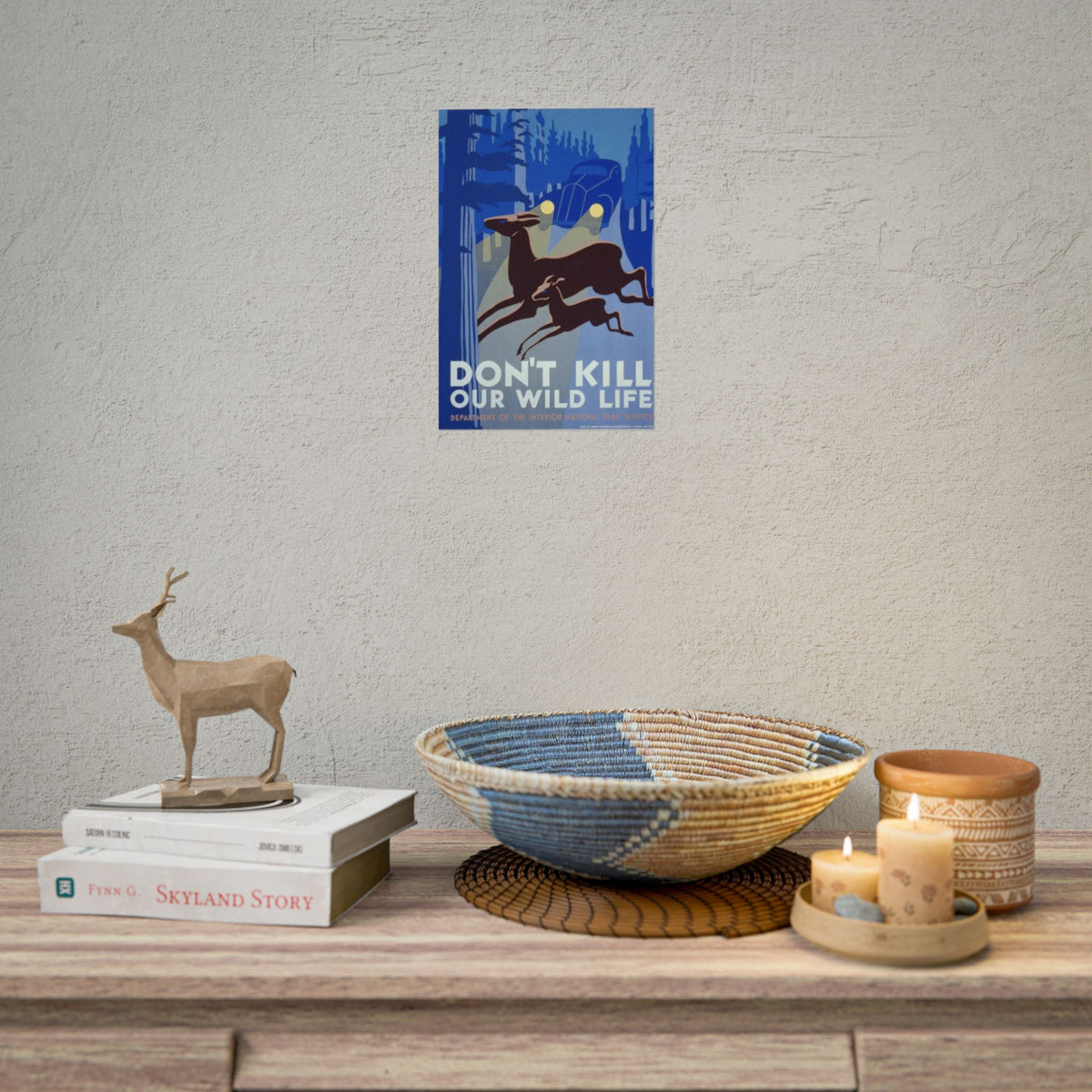 Vintage Wildlife Safety Poster — "Don't Kill Our Wild Life" Rolled Art Print