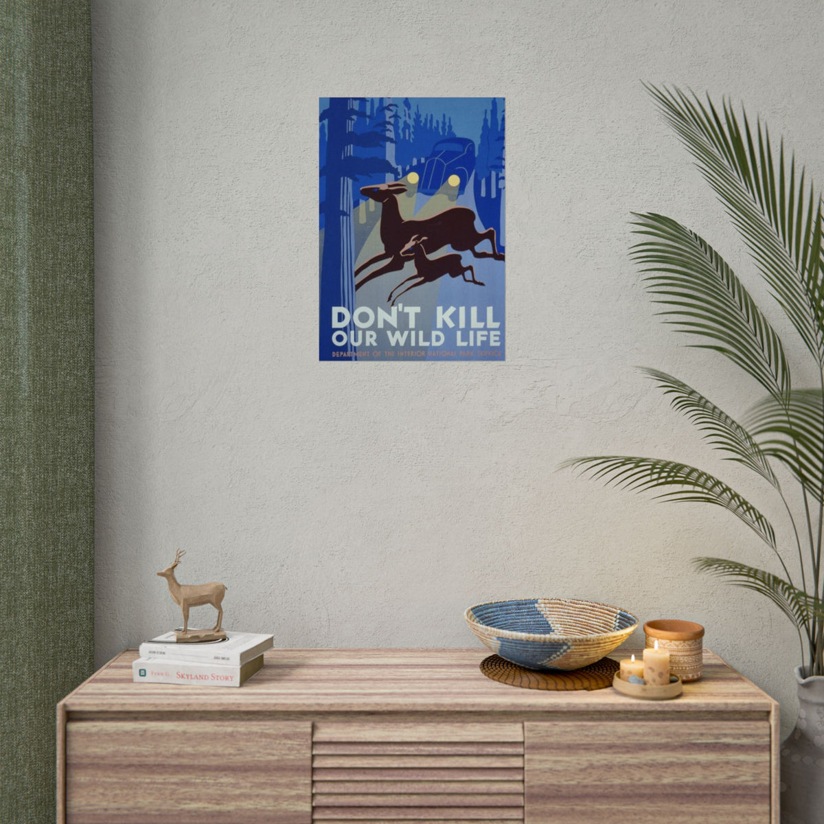 Vintage Wildlife Safety Poster — "Don't Kill Our Wild Life" Rolled Art Print