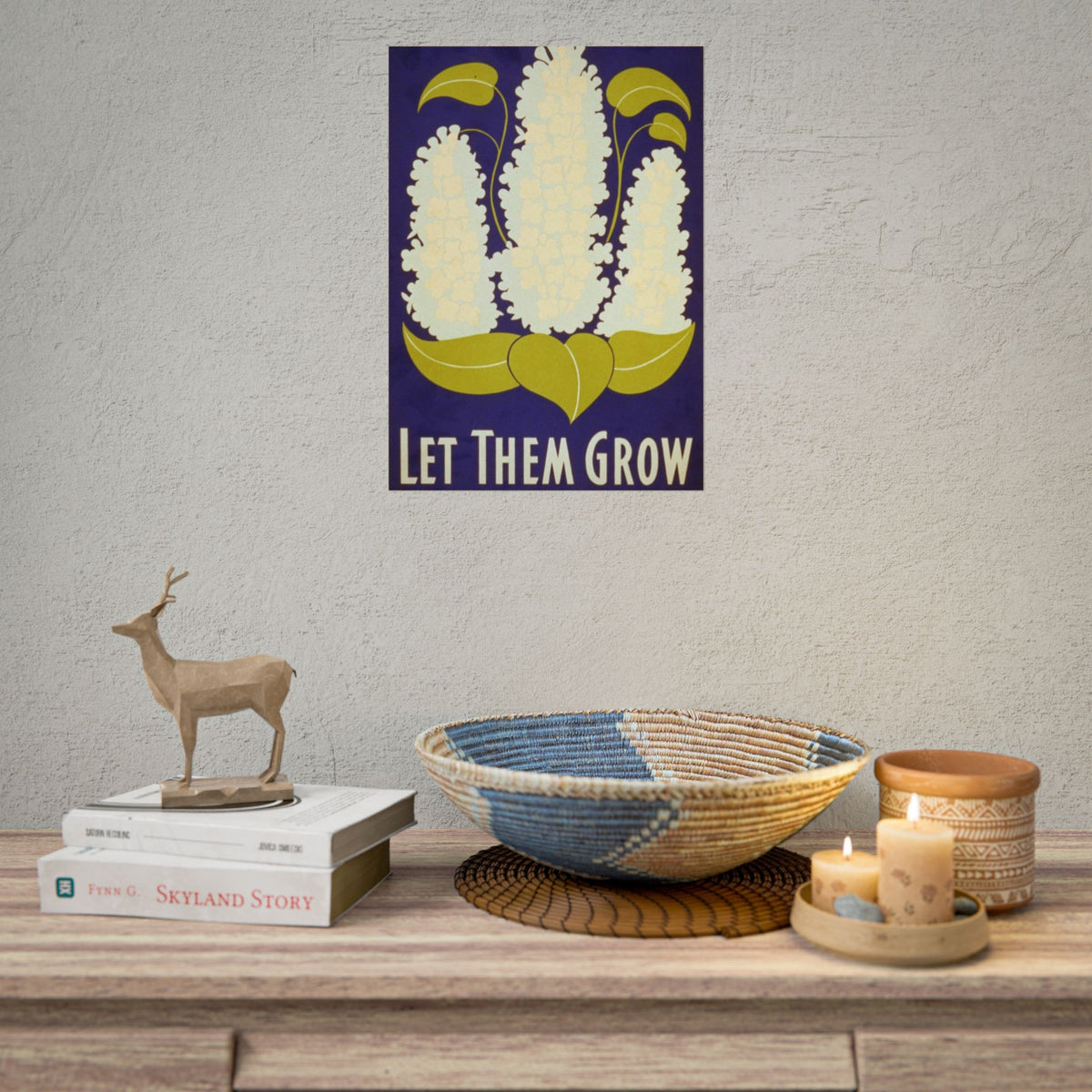 Let Them Grow Botanical Poster — Vintage Floral Rolled Poster